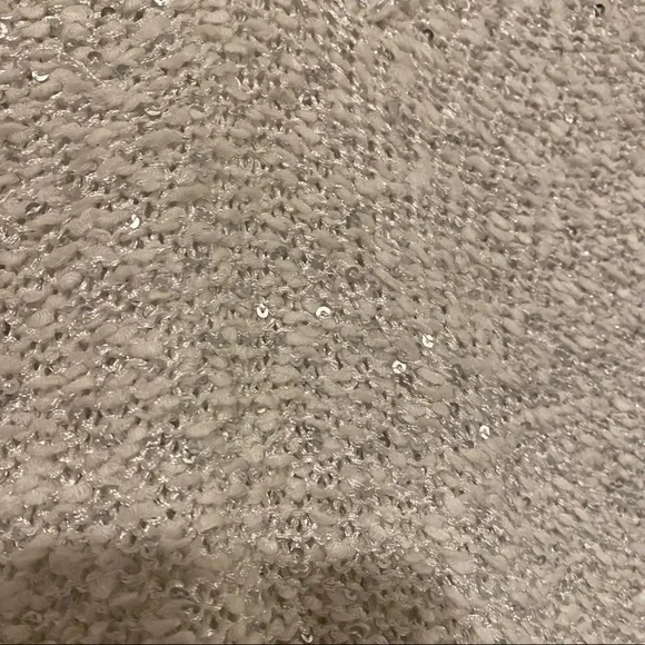 Orsay sparkly white fall sweater V-neck tight fit - Picture 9 of 13